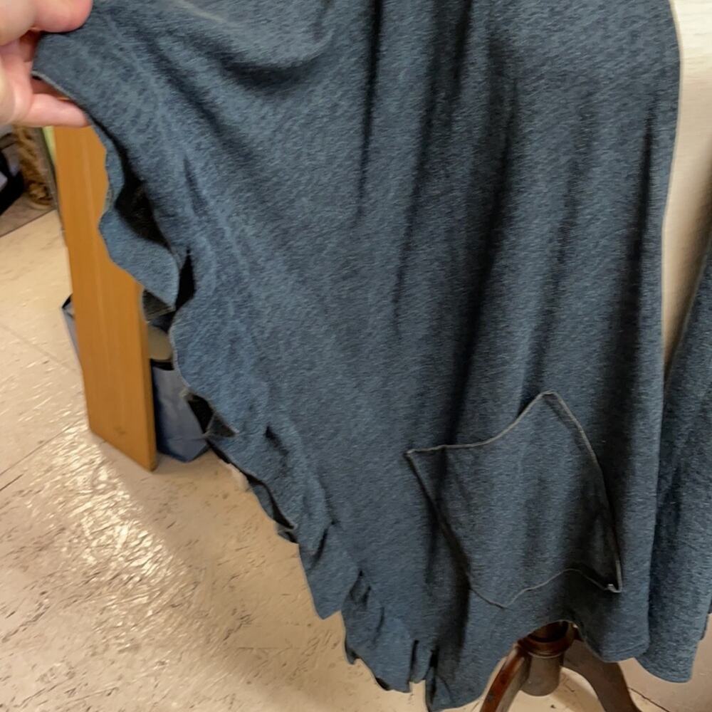NWT Long Slate Blue Ruffled Cardigan Cape - Picture 8 of 9